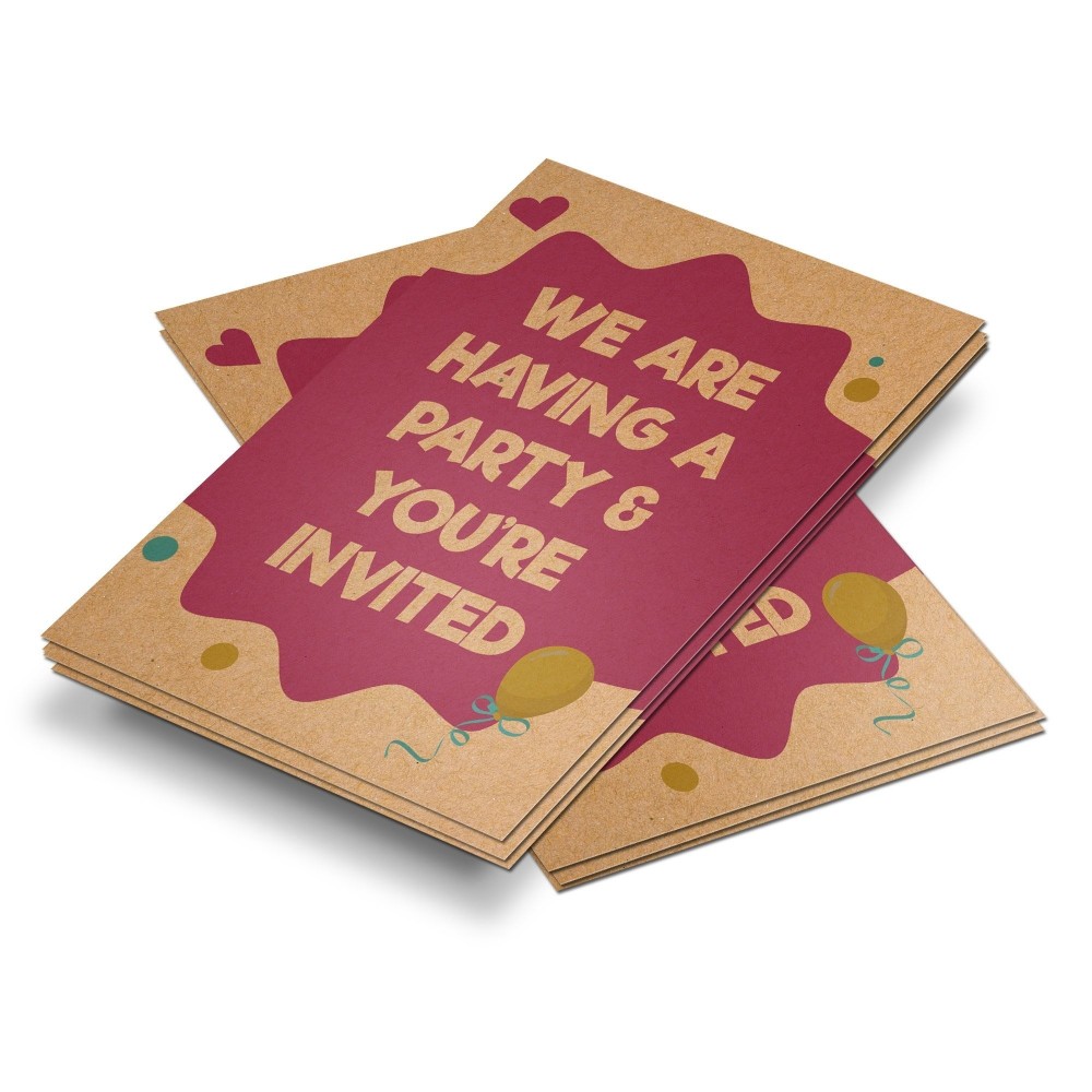 100 Recycled Kraft Invitations Printing Printed Kraft Invites