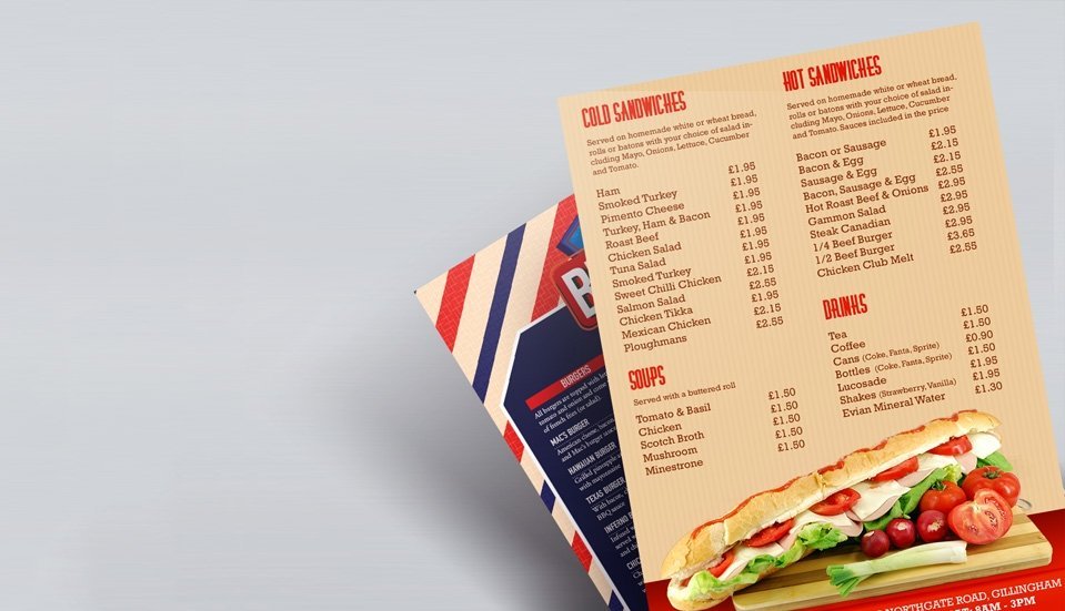 menu leaflet printing